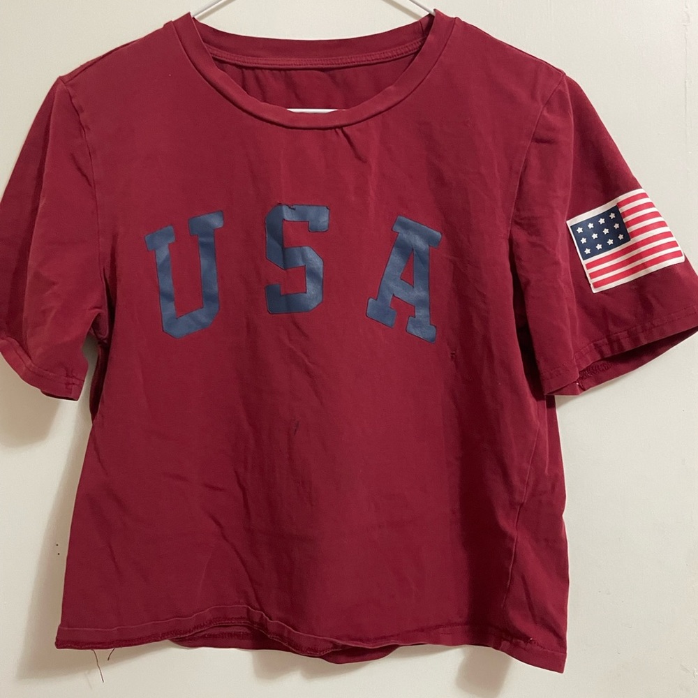 Dark Red USA crop top